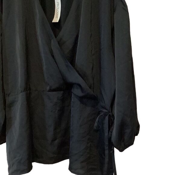 NWT Prologue Womens Blouse Black Faux Wrap 4X - Picture 6 of 9